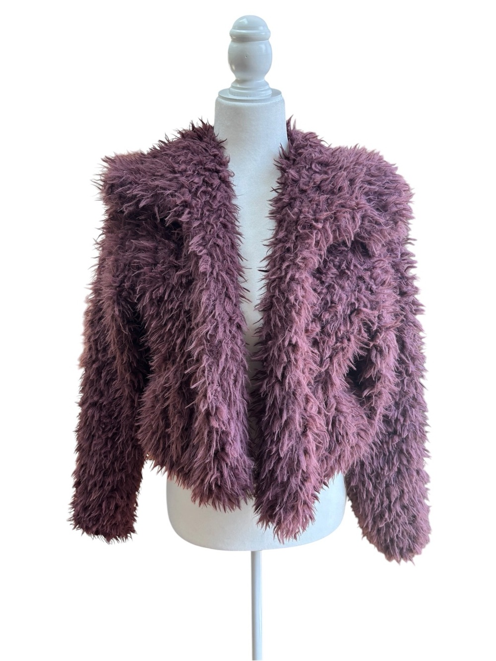 TORRID WOMEN’S 00 BURGUNDY TEDDY SHERPA OPEN FRONT LINED JACKET